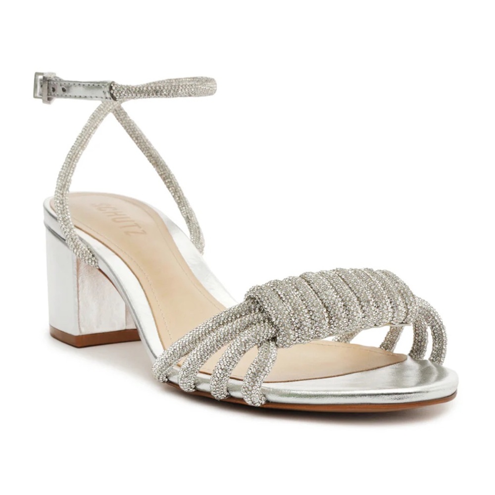 SCHUTZ 7.5 Jewell mid Block Nappa Leather sandal